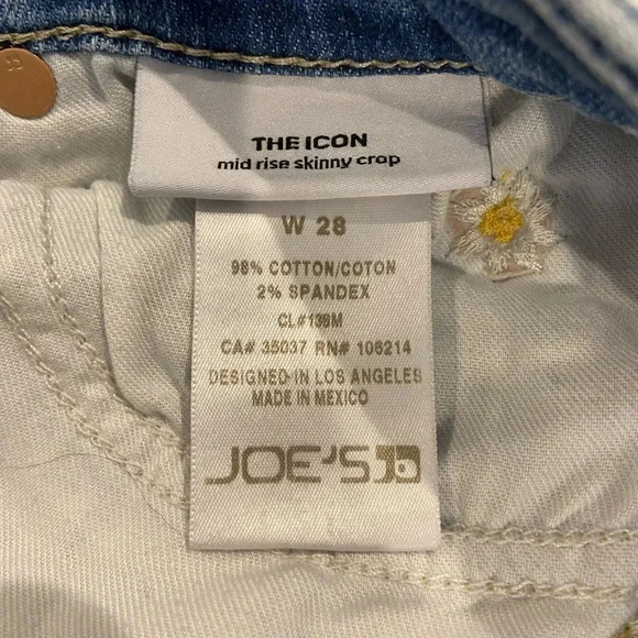 Joe's Icon Ankle Skinny Daisy Embroidered Jeans Women’s Size 28 - Picture 9 of 10